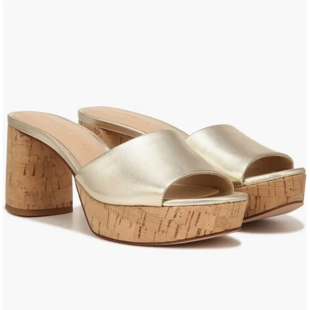 Veronica Beard Dali metallic leather cork platform sandal